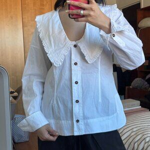 Ganni Women's White Blouse